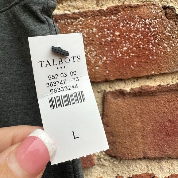 T By Talbots $70 Women Gray Stretch Knit Pull On Straight Ankle Pants large NEW - Picture 8 of 8